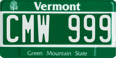 VT license plate CMW999
