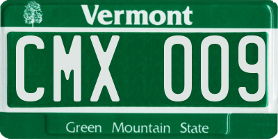 VT license plate CMX009
