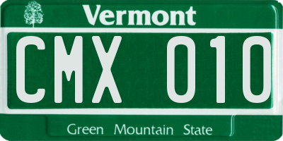 VT license plate CMX010
