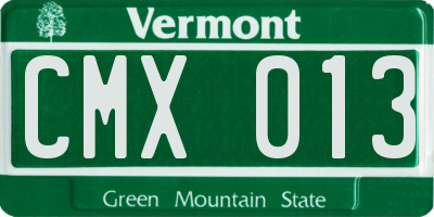 VT license plate CMX013