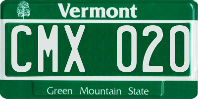 VT license plate CMX020