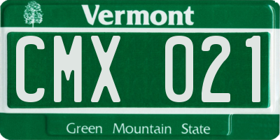 VT license plate CMX021