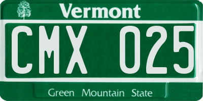 VT license plate CMX025