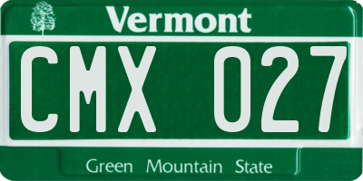 VT license plate CMX027