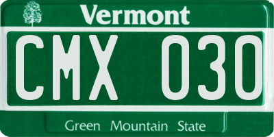 VT license plate CMX030