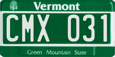 VT license plate CMX031