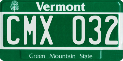 VT license plate CMX032
