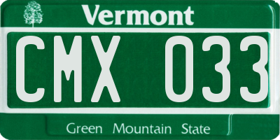 VT license plate CMX033