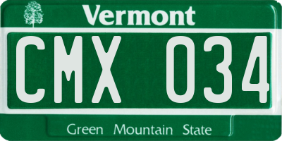 VT license plate CMX034
