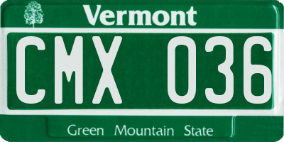 VT license plate CMX036