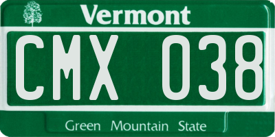 VT license plate CMX038
