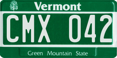 VT license plate CMX042