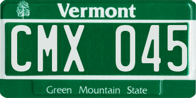 VT license plate CMX045