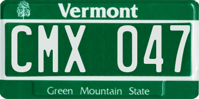VT license plate CMX047