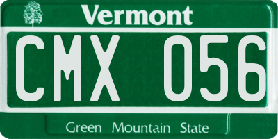 VT license plate CMX056