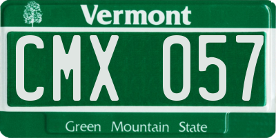 VT license plate CMX057