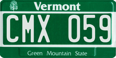 VT license plate CMX059
