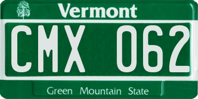 VT license plate CMX062