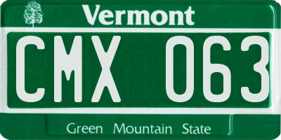 VT license plate CMX063