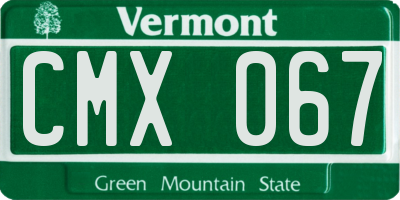 VT license plate CMX067