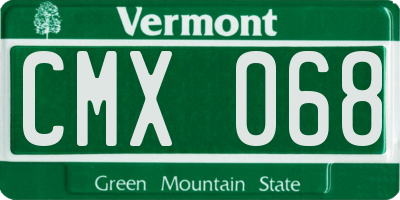 VT license plate CMX068