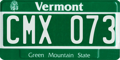 VT license plate CMX073