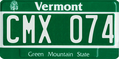 VT license plate CMX074