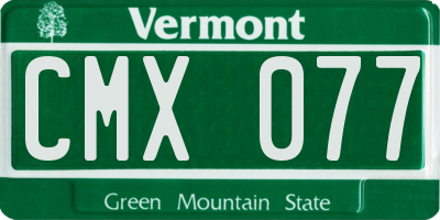 VT license plate CMX077