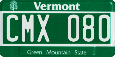 VT license plate CMX080