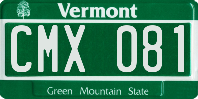 VT license plate CMX081