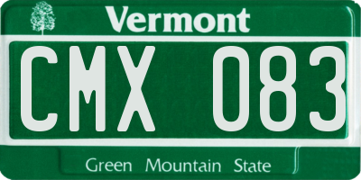 VT license plate CMX083