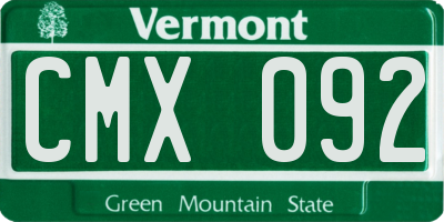 VT license plate CMX092