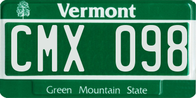 VT license plate CMX098