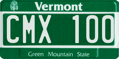 VT license plate CMX100