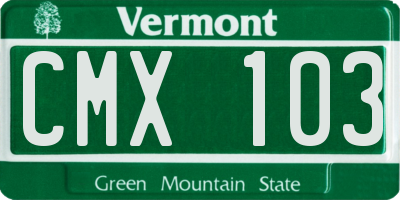 VT license plate CMX103
