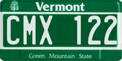 VT license plate CMX122
