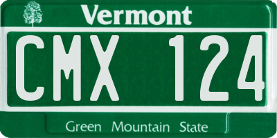 VT license plate CMX124
