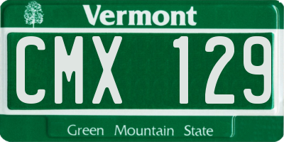 VT license plate CMX129