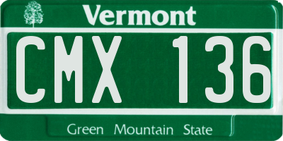 VT license plate CMX136