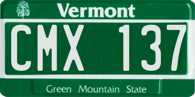 VT license plate CMX137