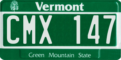 VT license plate CMX147