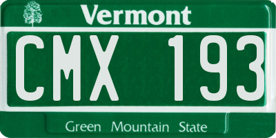 VT license plate CMX193