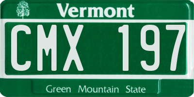 VT license plate CMX197