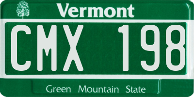 VT license plate CMX198