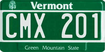 VT license plate CMX201