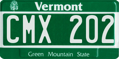 VT license plate CMX202