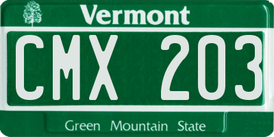 VT license plate CMX203