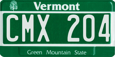 VT license plate CMX204