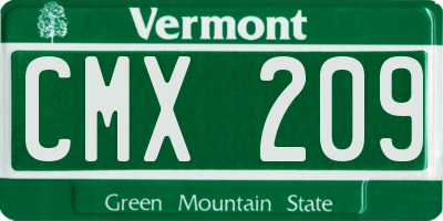 VT license plate CMX209