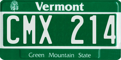 VT license plate CMX214